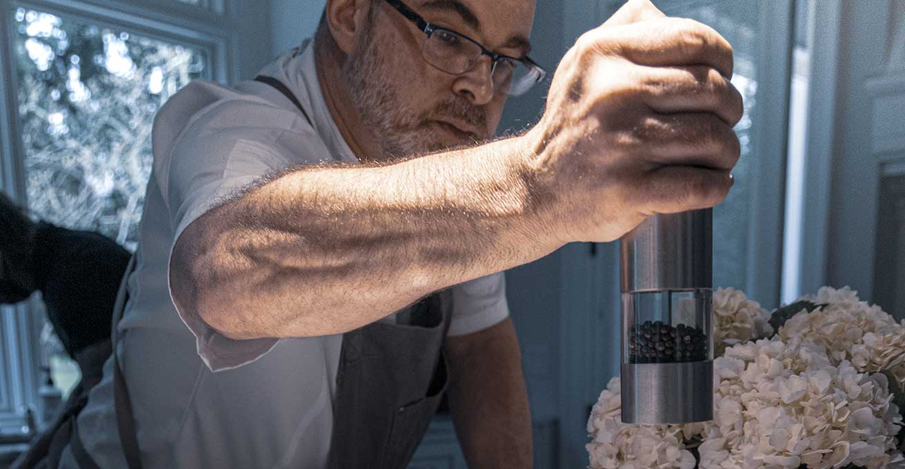 Chef Pieter with pepper grinder